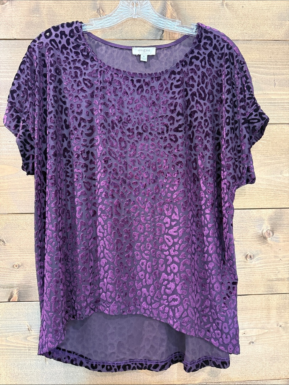 Umgee Purple Leopard Burnout Short Sleeve Tee